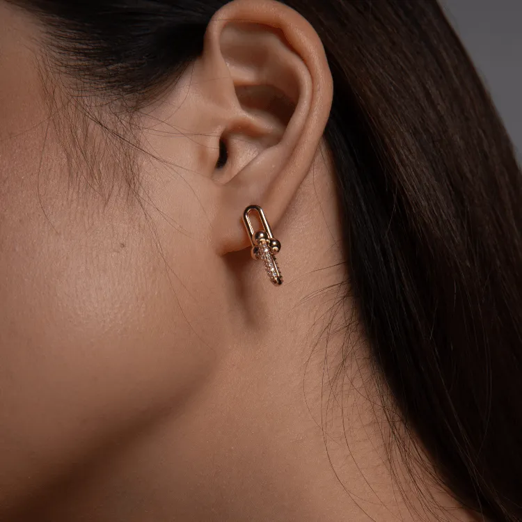 Real Gold GZTF Solid Hardware Stone Earring 0870 E1845