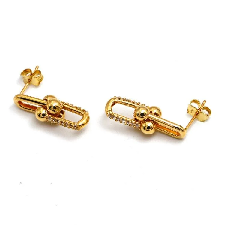 Real Gold GZTF Solid Hardware Stone Earring 0870 E1845