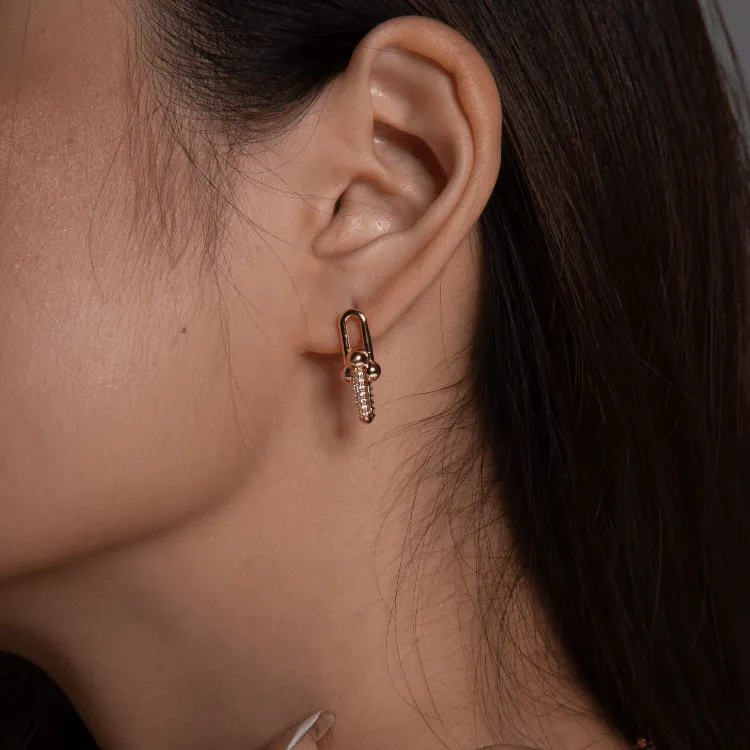 Real Gold GZTF Solid Hardware Stone Earring 0870 E1845