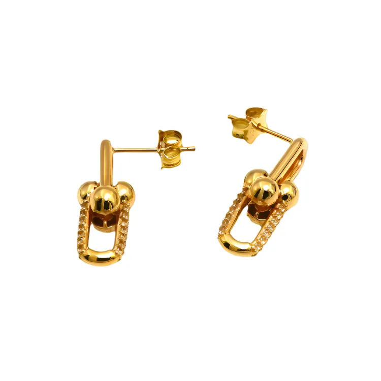 Real Gold GZTF Solid Hardware Stone Earring 0870 E1845