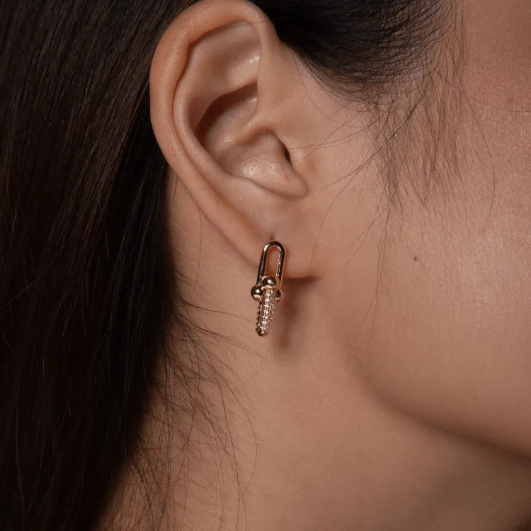 Real Gold GZTF Solid Hardware Stone Earring 0870 E1845