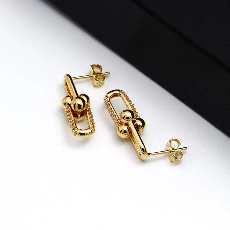 Real Gold GZTF Solid Hardware Stone Earring 0870 E1845