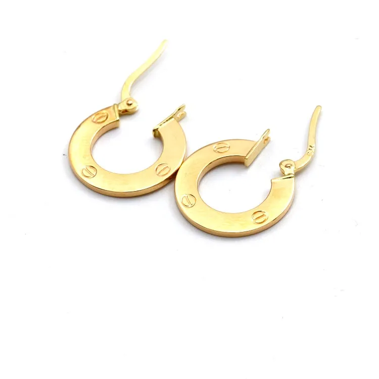 Real Gold LOVE Round Clip GZJCT Earrings Set - Model 6792/10 E1935