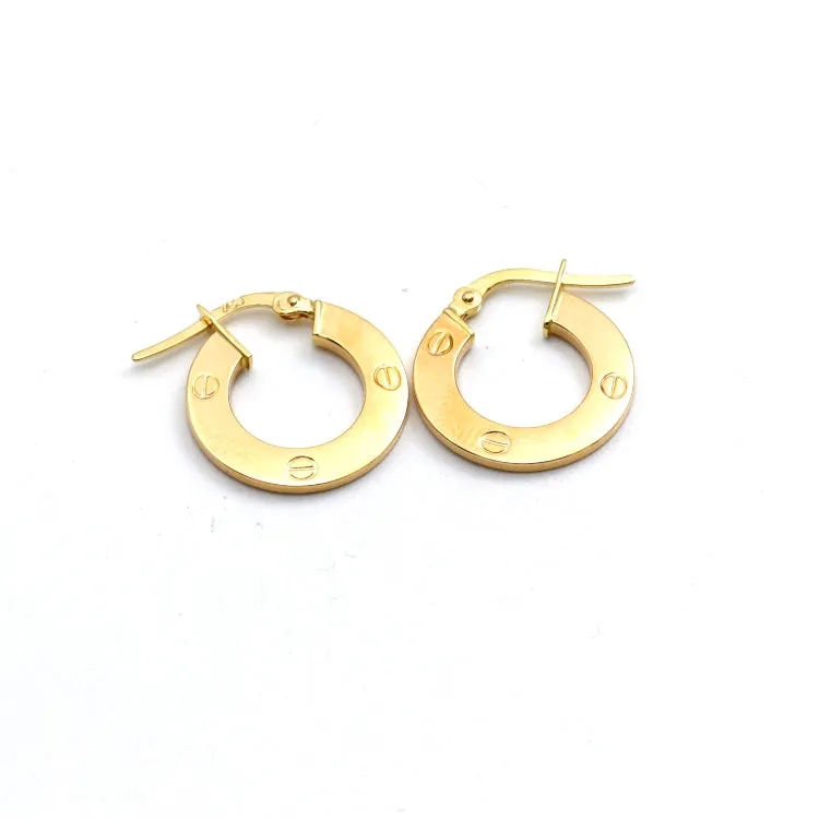 Real Gold LOVE Round Clip GZJCT Earrings Set - Model 6792/10 E1935