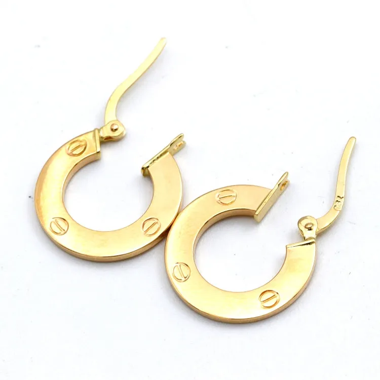 Real Gold LOVE Round Clip GZJCT Earrings Set - Model 6792/10 E1935
