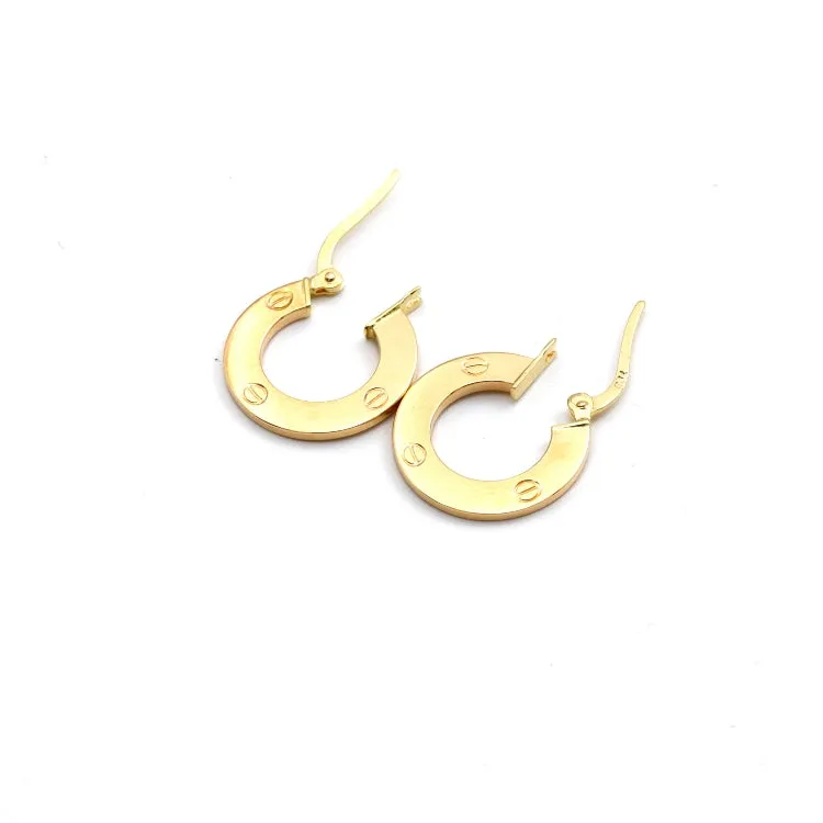 Real Gold LOVE Round Clip GZJCT Earrings Set - Model 6792/10 E1935