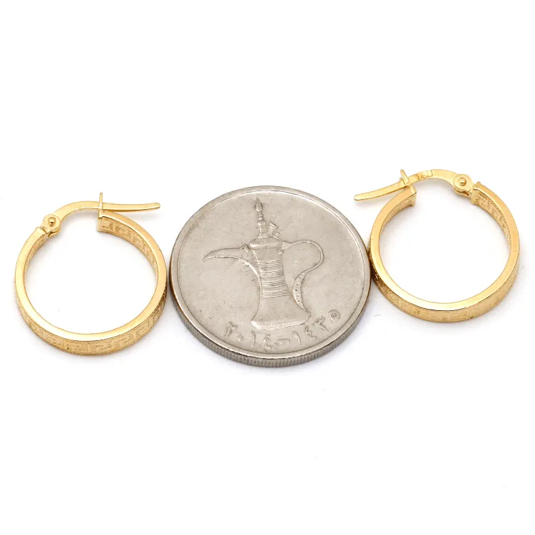 Real Gold Maze Elegant Labyrinth Hoop Round Medium Clip Earrings - Style 6321, Design E1779