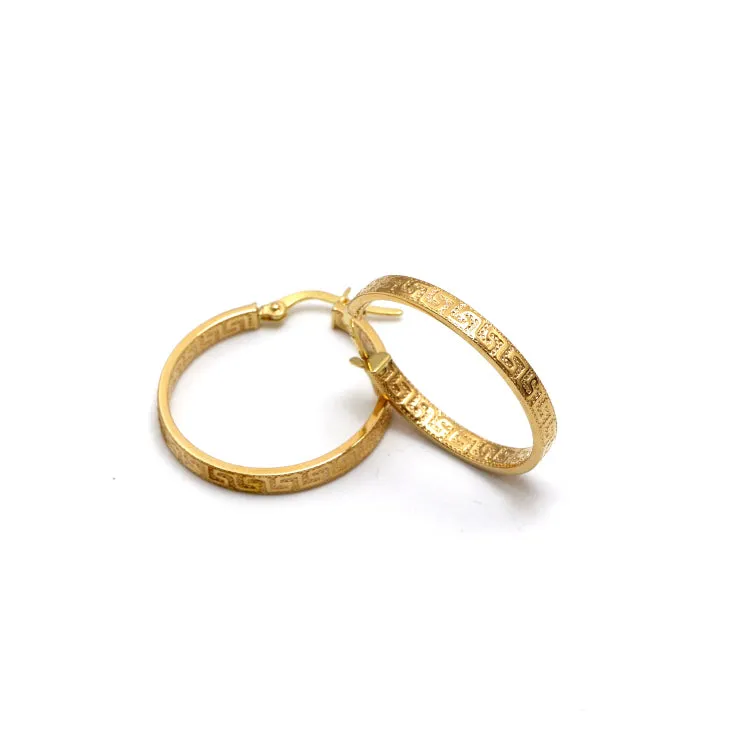 Real Gold Maze Hoop Round Clip Earring Set - Model 6320 E1948