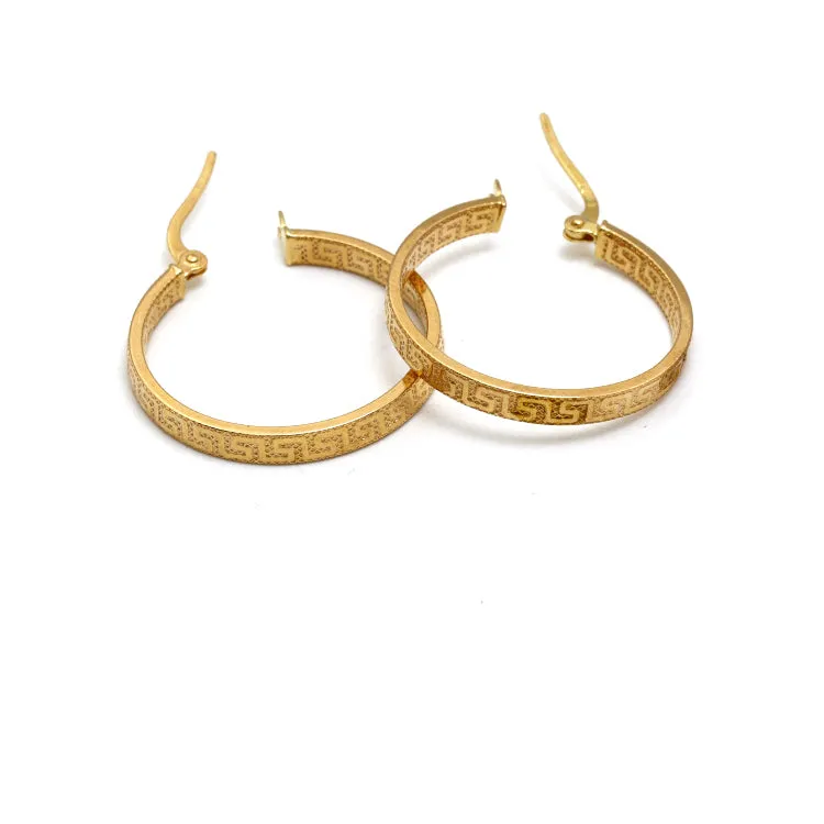 Real Gold Maze Hoop Round Clip Earring Set - Model 6320 E1948