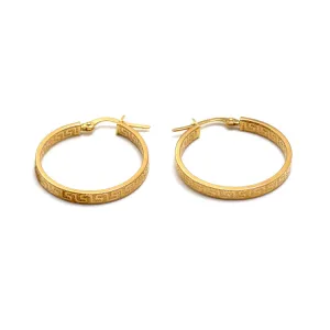 Real Gold Maze Hoop Round Clip Earring Set - Model 6320 E1948