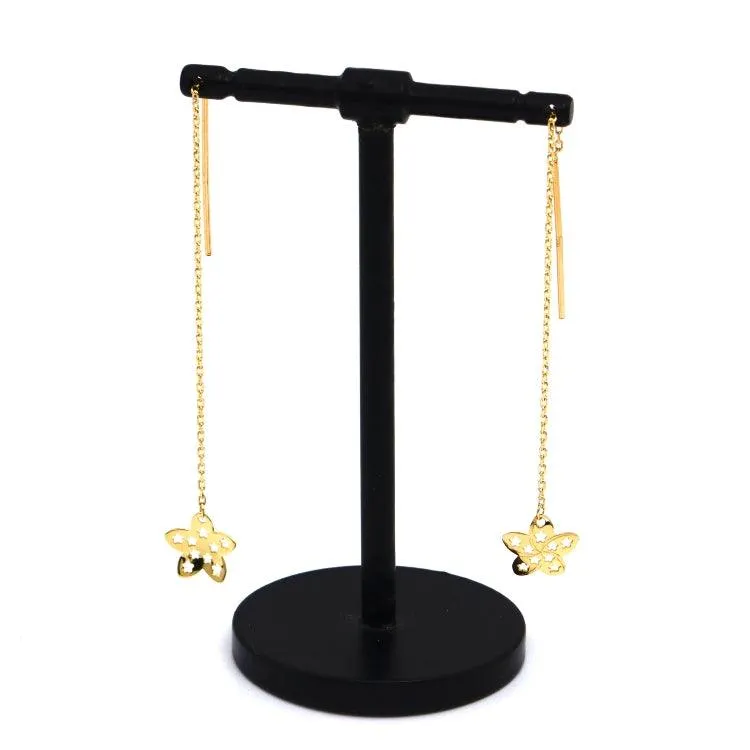 Real Gold Net Flower Drop Hanging Drop Earring Set 7199 E1844