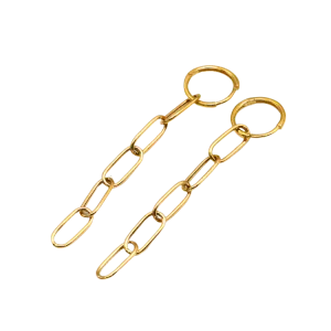 Real Gold Paper Clip Hanging Earring Set 1562 E1809