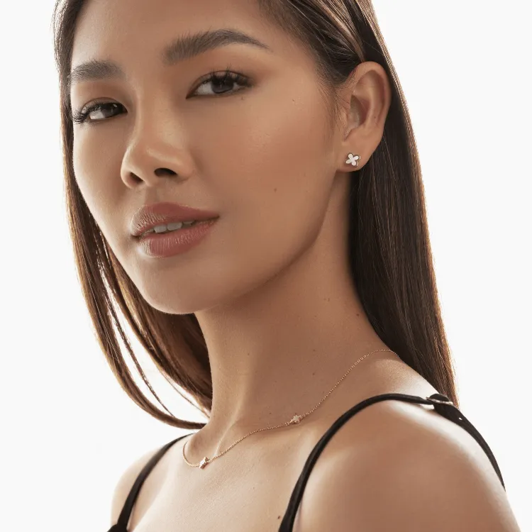 Real Gold Pearl Stud Earrings Set - Model GZJVN 0533 E1915