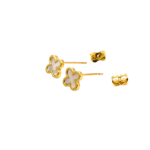 Real Gold Pearl Stud Earrings Set - Model GZJVN 0533 E1915