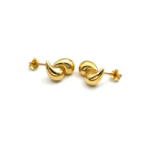 Real Gold Plain Double Teardrop Stud Earrings Set - Model 6898-28 E1933