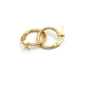 Real Gold Plain Round Clip Earrings Set - Model 5498 E1934
