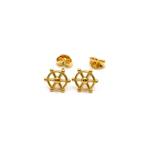 Real Gold Plain Wheel Earring Set 0876 E1753