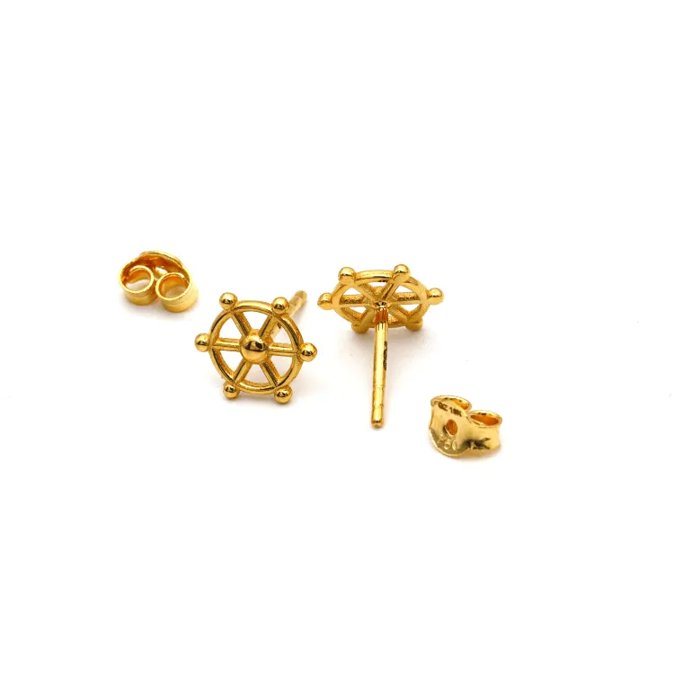 Real Gold Plain Wheel Earring Set 0876 E1753
