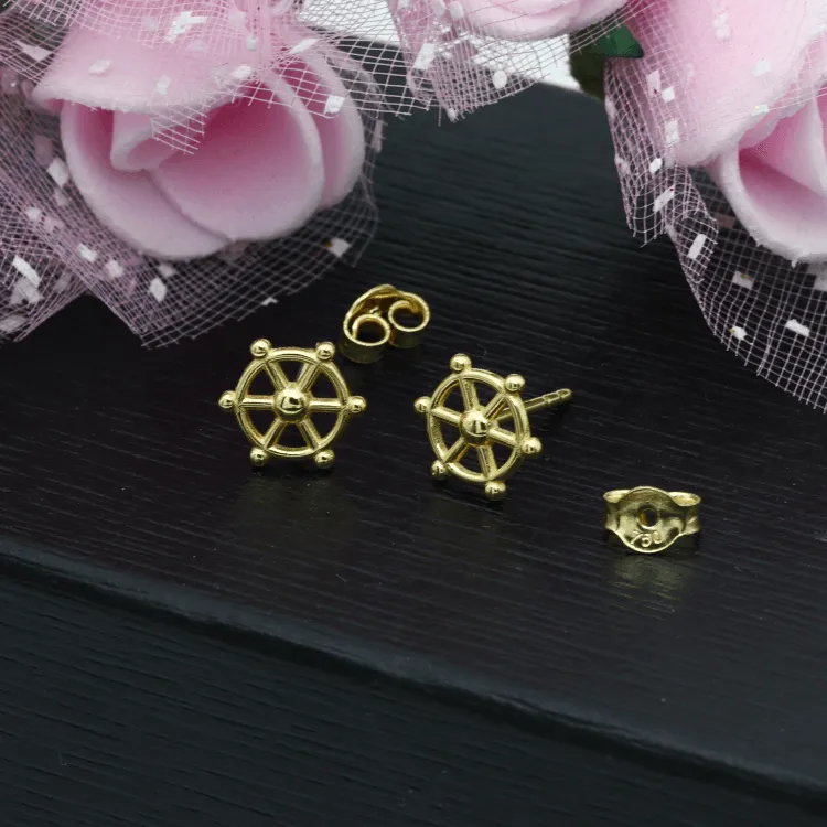 Real Gold Plain Wheel Earring Set 0876 E1753
