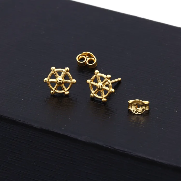 Real Gold Plain Wheel Earring Set 0876 E1753
