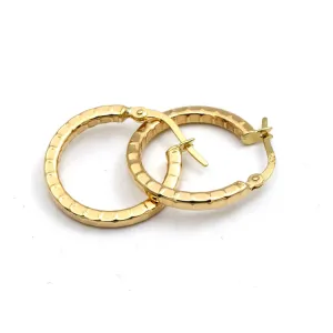Real Gold Round 3D Lined Clip Earrings Set - Model 4956 E1912