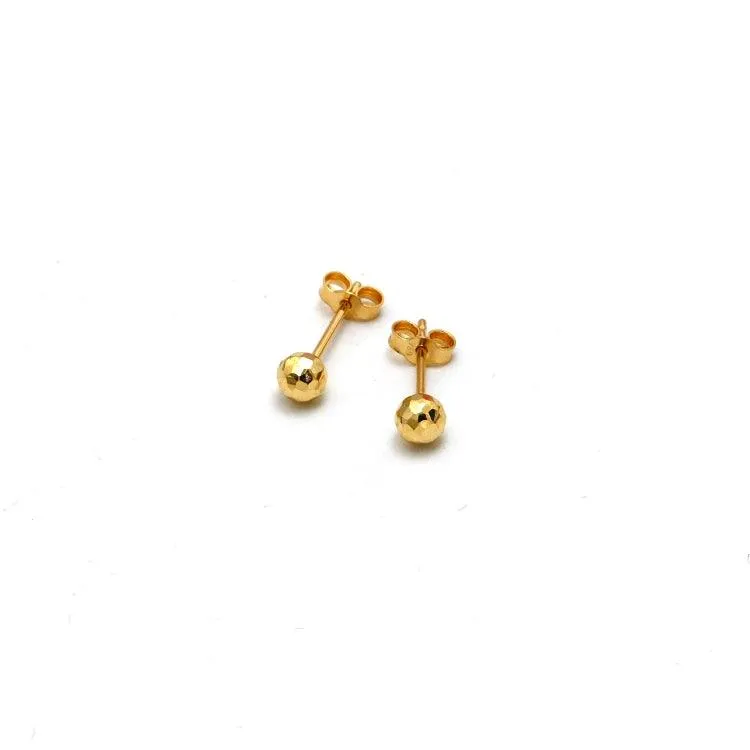 Real Gold Round Honey Bee Comb Stud Earring Set - Model 0004 E1859