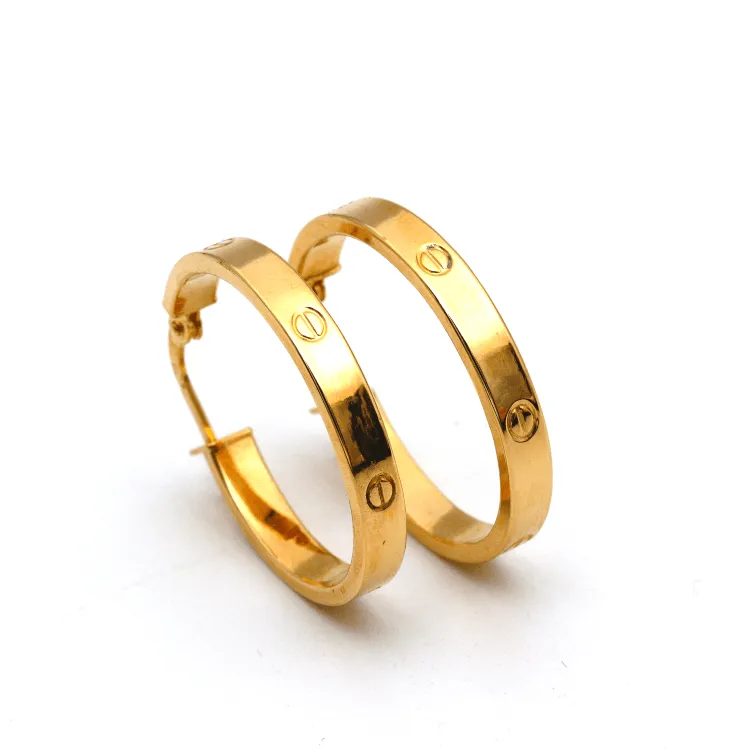 Real Gold Round Large Clip Earring Set GZJCT5854 E1741