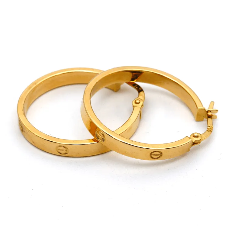 Real Gold Round Large Clip Earring Set GZJCT5854 E1741