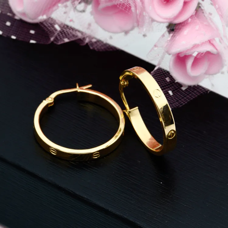 Real Gold Round Large Clip Earring Set GZJCT5854 E1741