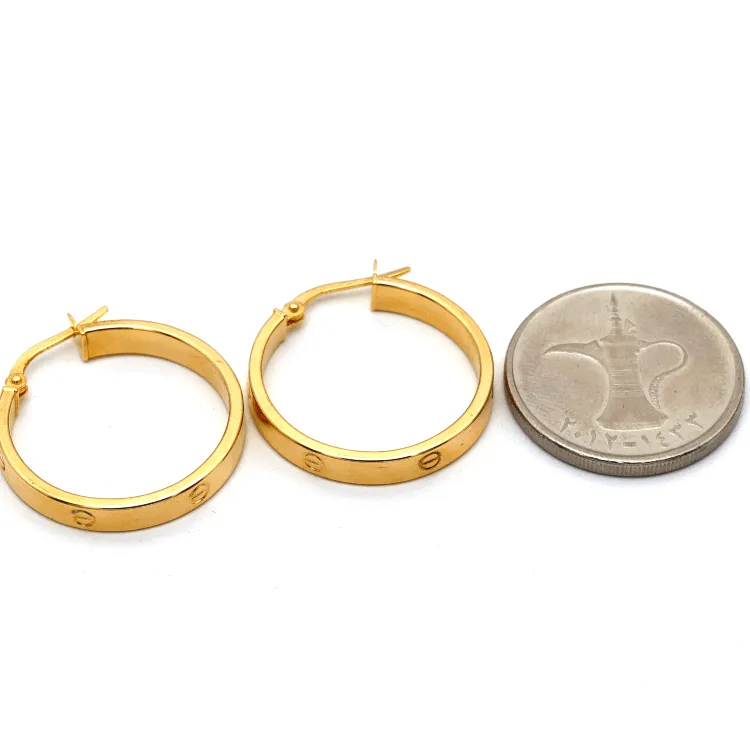 Real Gold Round Large Clip Earring Set GZJCT5854 E1741