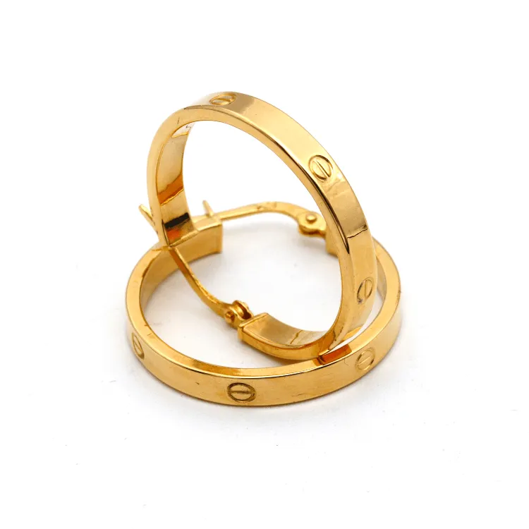 Real Gold Round Large Clip Earring Set GZJCT5854 E1741
