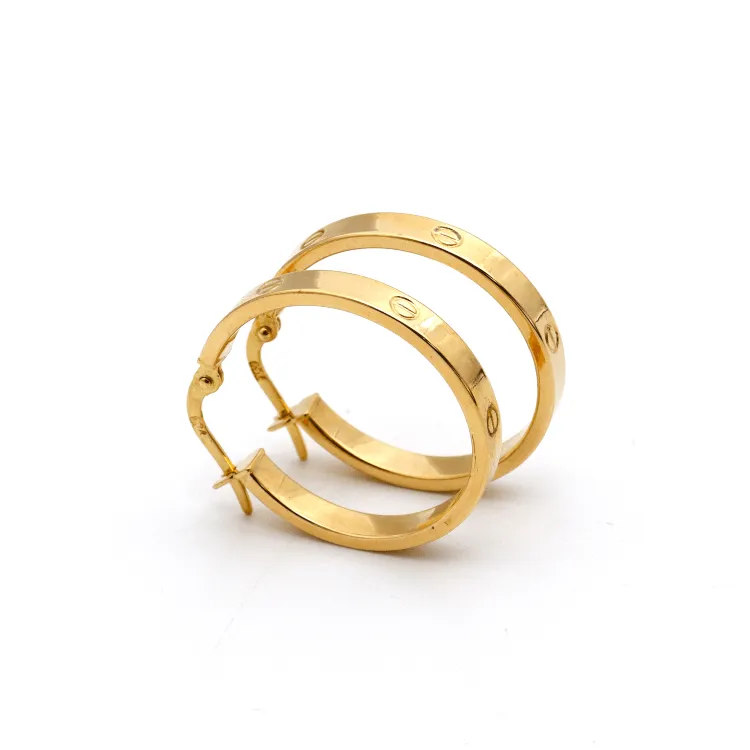 Real Gold Round Large Clip Earring Set GZJCT5854 E1741