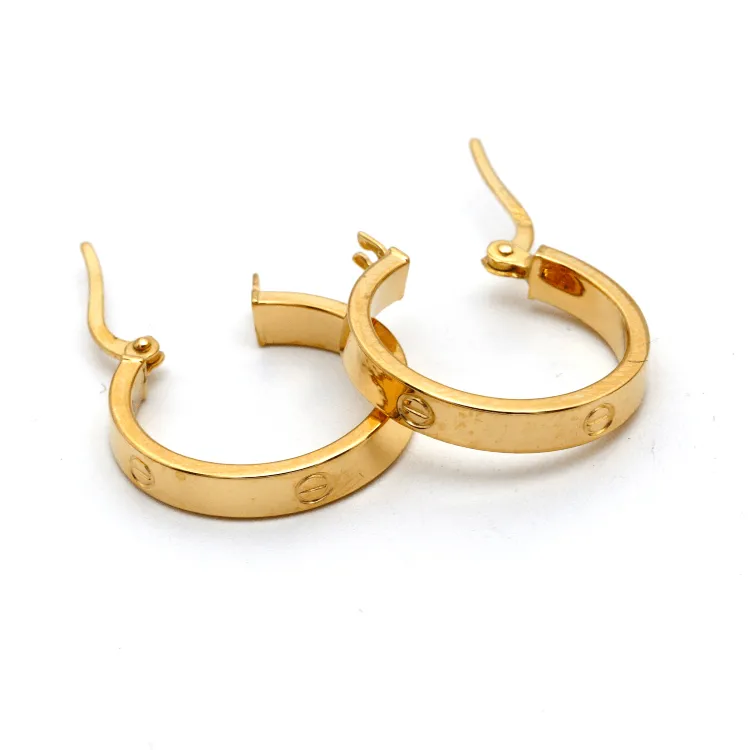 Real Gold Round Medium Clip Earring Set GZJCT5853 E1742