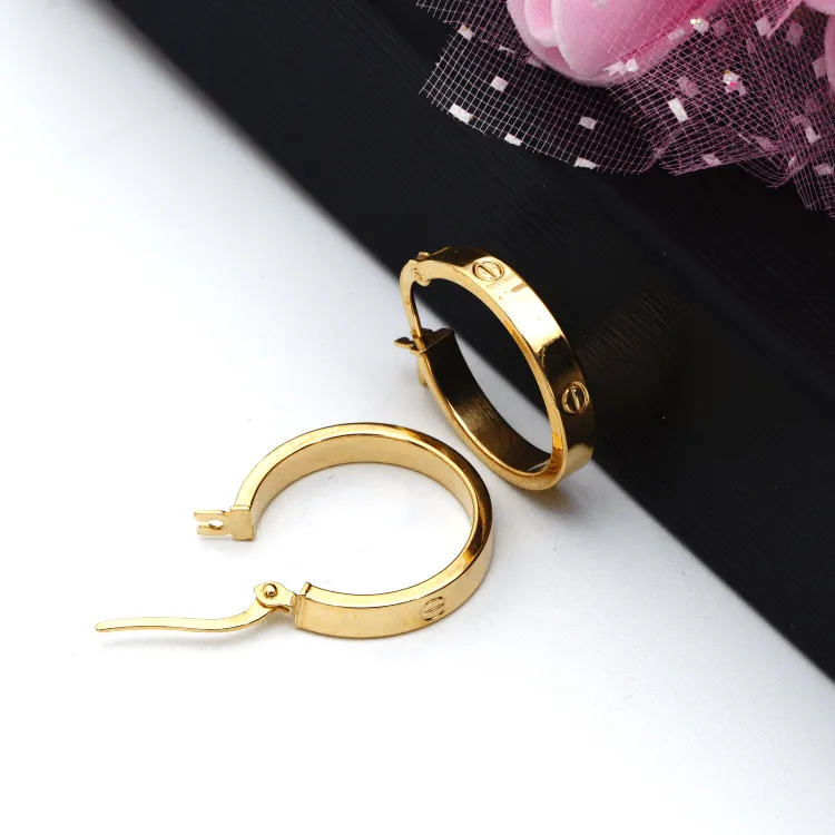 Real Gold Round Medium Clip Earring Set GZJCT5853 E1742