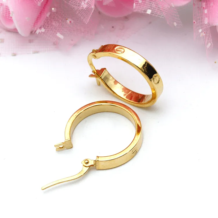 Real Gold Round Medium Clip Earring Set GZJCT5853 E1742