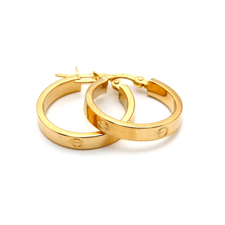 Real Gold Round Medium Clip Earring Set GZJCT5853 E1742
