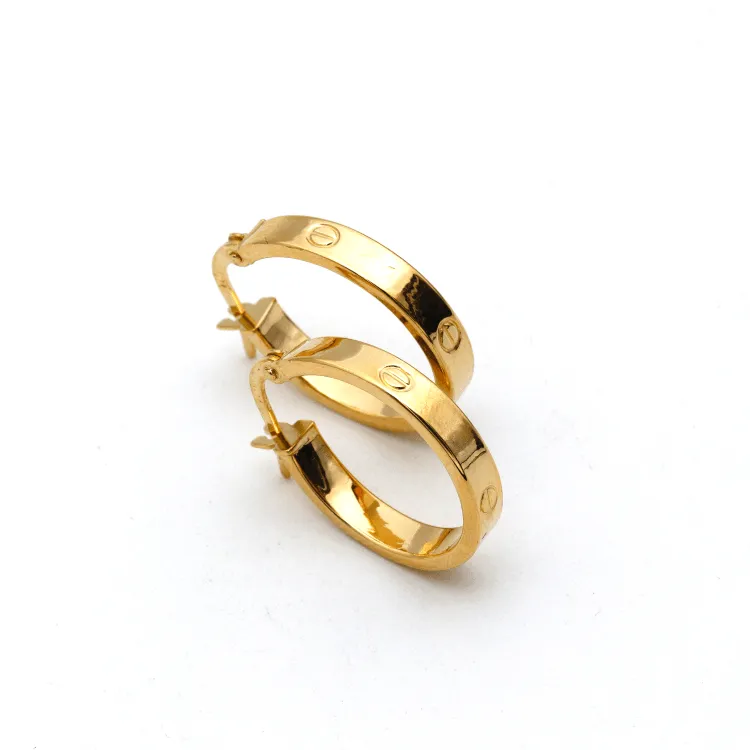 Real Gold Round Medium Clip Earring Set GZJCT5853 E1742