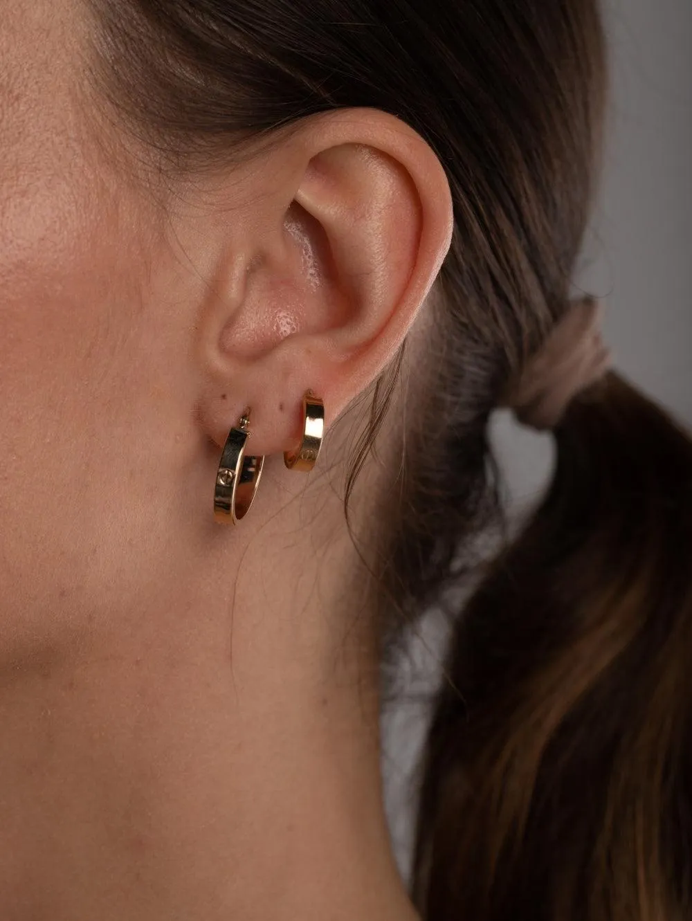 Real Gold Round Medium Clip Earring Set GZJCT5853 E1742