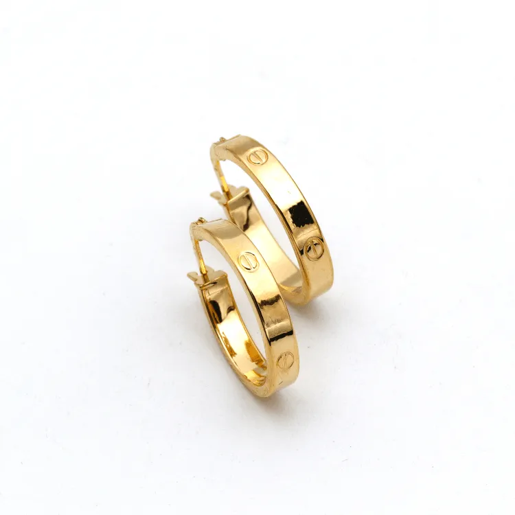 Real Gold Round Medium Clip Earring Set GZJCT5853 E1742