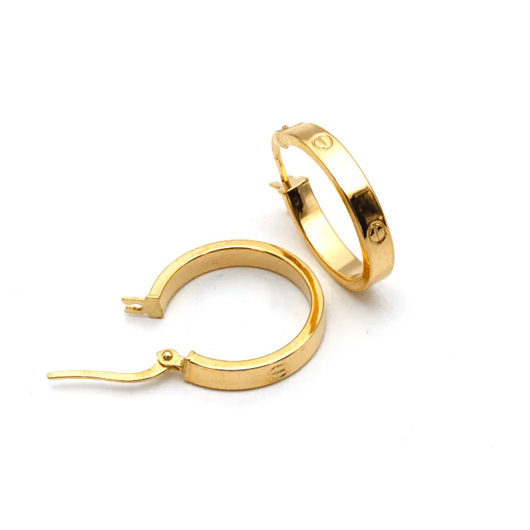 Real Gold Round Medium Clip Earring Set GZJCT5853 E1742