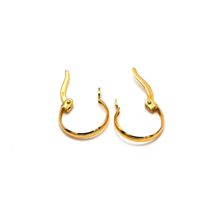 Real Gold Round Plain Clip Earrings Set - Model 4316 E1941