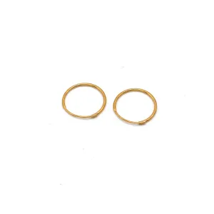 Real Gold Round Plain Loop Earrings Set (1.3 cm) - Model 0008/10/10M E1940