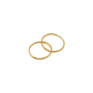 Real Gold Round Plain Loop Earrings Set (1.7 cm) - Model 0001/15/10M E1939