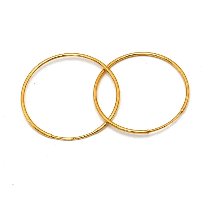 Real Gold Round Plain Loop Earrings Set (2.4 cm) - Model 0001/20/10M E1938