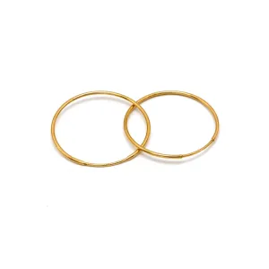 Real Gold Round Plain Loop Earrings Set (2.4 cm) - Model 0001/20/10M E1938