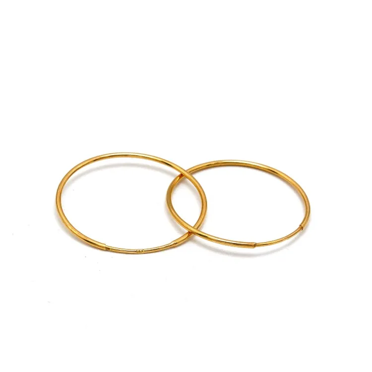 Real Gold Round Plain Loop Earrings Set (2.4 cm) - Model 0001/20/10M E1938