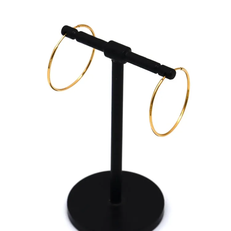 Real Gold Round Plain Loop Earrings Set (2.4 cm) - Model 0001/20/10M E1938
