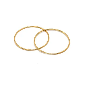 Real Gold Round Plain Loop Earrings Set (3.1 cm) - Model 0001/25/10M E1937