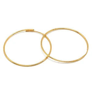 Real Gold Round Plain Loop Earrings Set (3.6 cm) - Model 0001/30/10M E1936