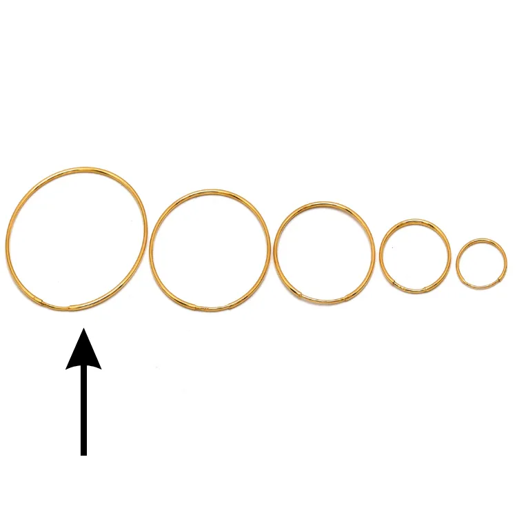 Real Gold Round Plain Loop Earrings Set (3.6 cm) - Model 0001/30/10M E1936